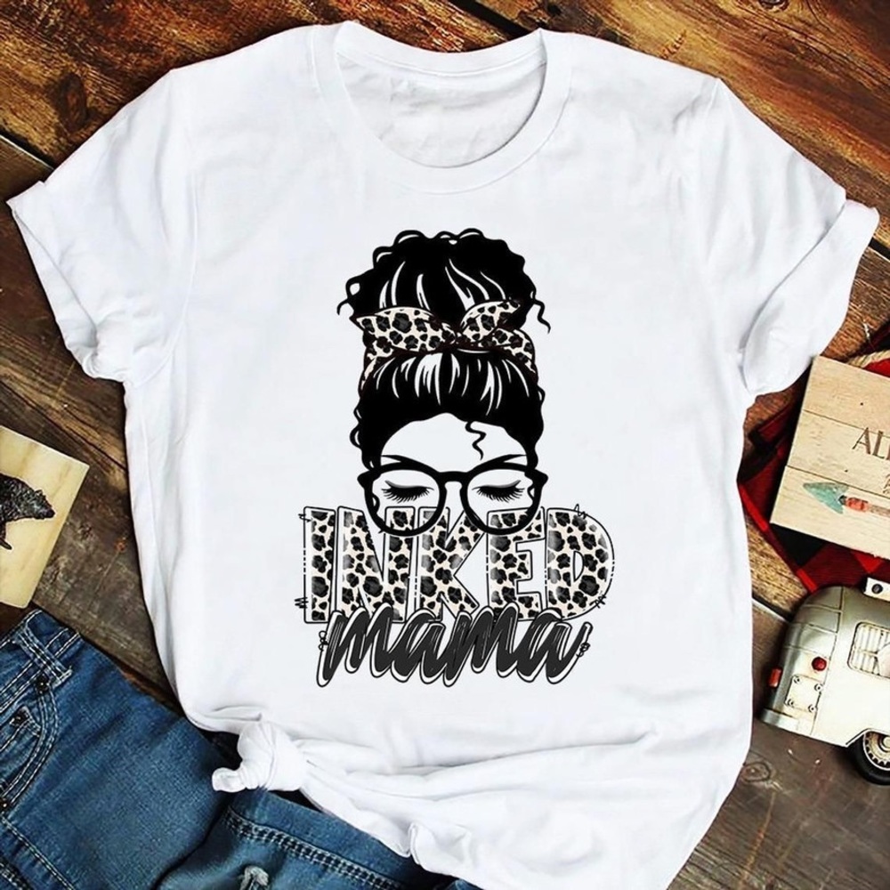NEW made to order womens Inked Mama tee tshirt! White -short sleeve